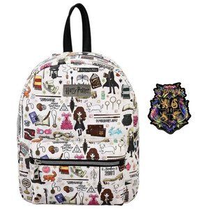 Harry Potter Icons Mini Backpack with Floral Hogwarts Crest Gadget Sticker